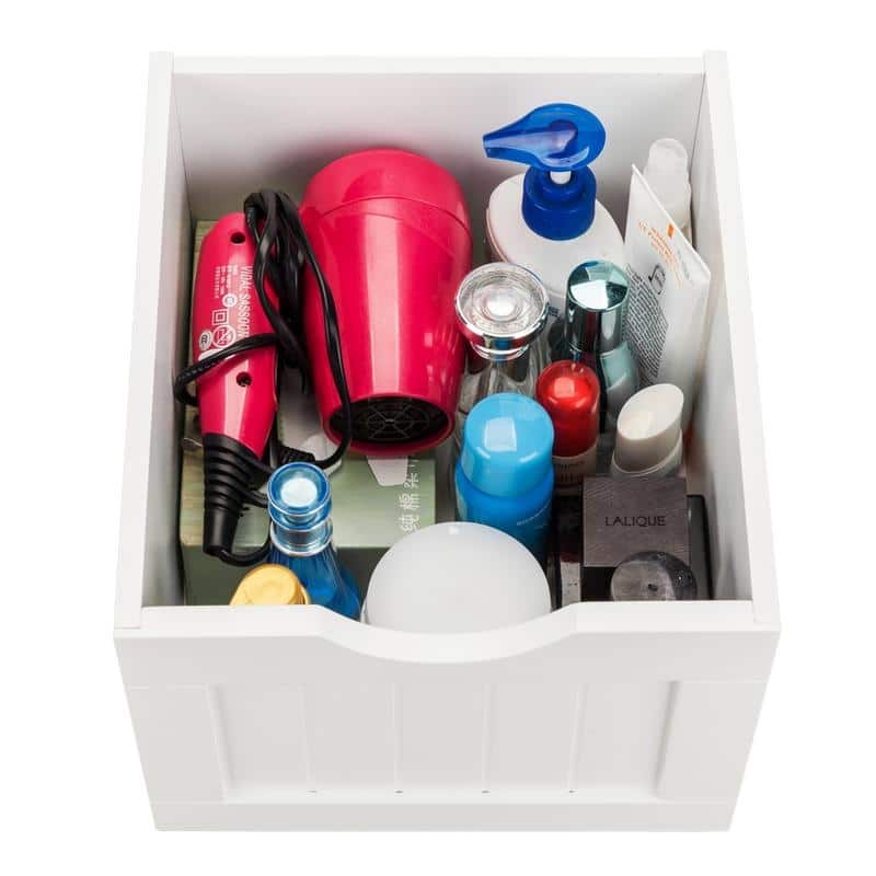White 4-drawer Single Door Bathroom Storage Cabinet