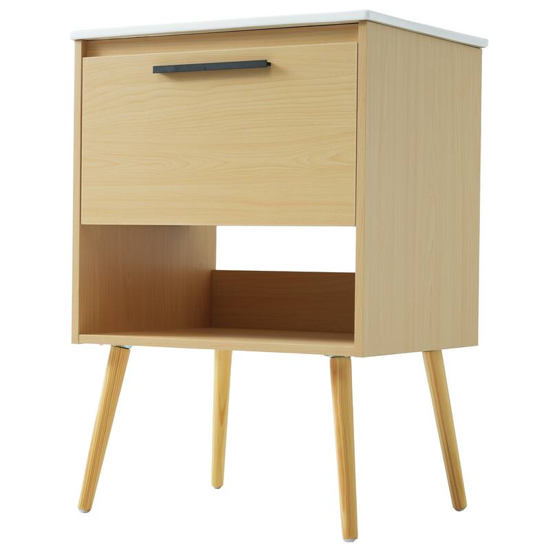 GDFStudio - Elias 24" Bathroom Vanity with Sink, Freestanding Cabinet with Drawer and Open Storage