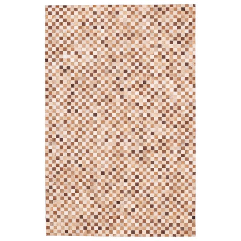 ECARPETGALLERY Handmade Cowhide Patchwork Brown Leather Rug - 5'0 x 8'0