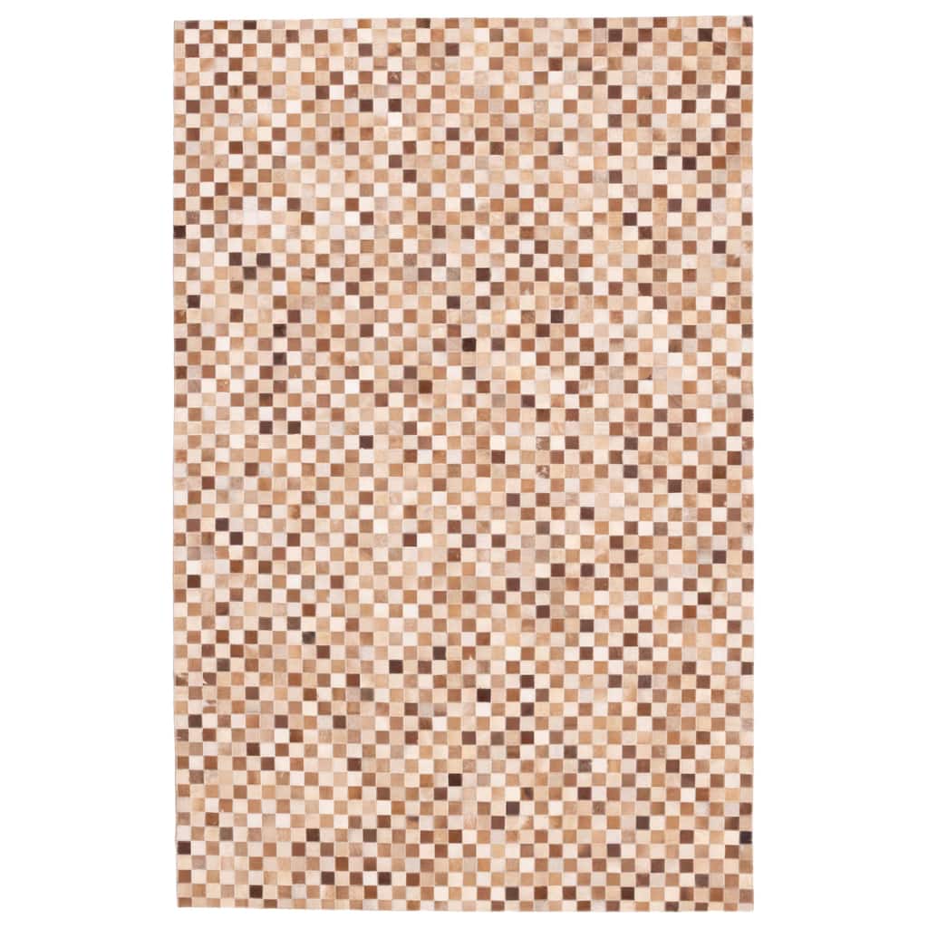 ECARPETGALLERY Handmade Cowhide Patchwork Brown Leather Rug - 5'0 x 8'0