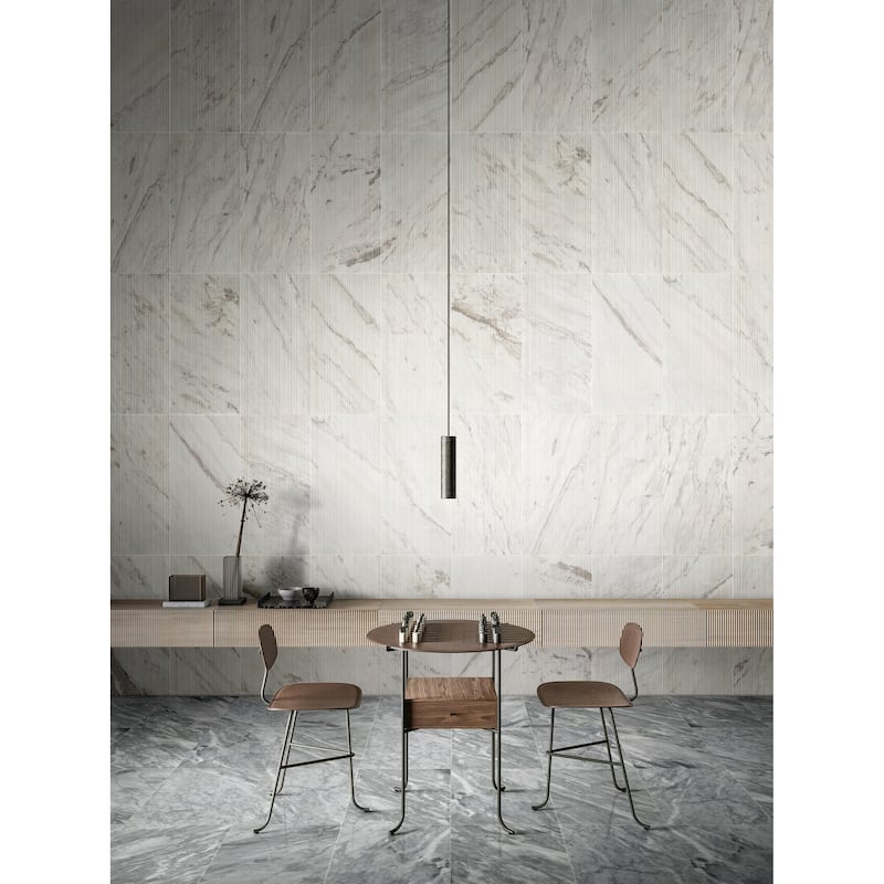 12"×24" Natural 3D Fluted Marble Tile with OL Textured Finished for Wall, 1 Box 4 PCS