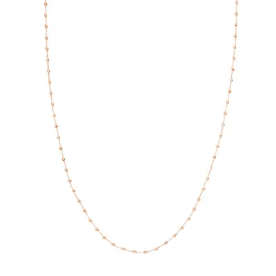 Curata 14k Rose Gold 2.5mm Diamond Cut Bead Stations Chain Necklace