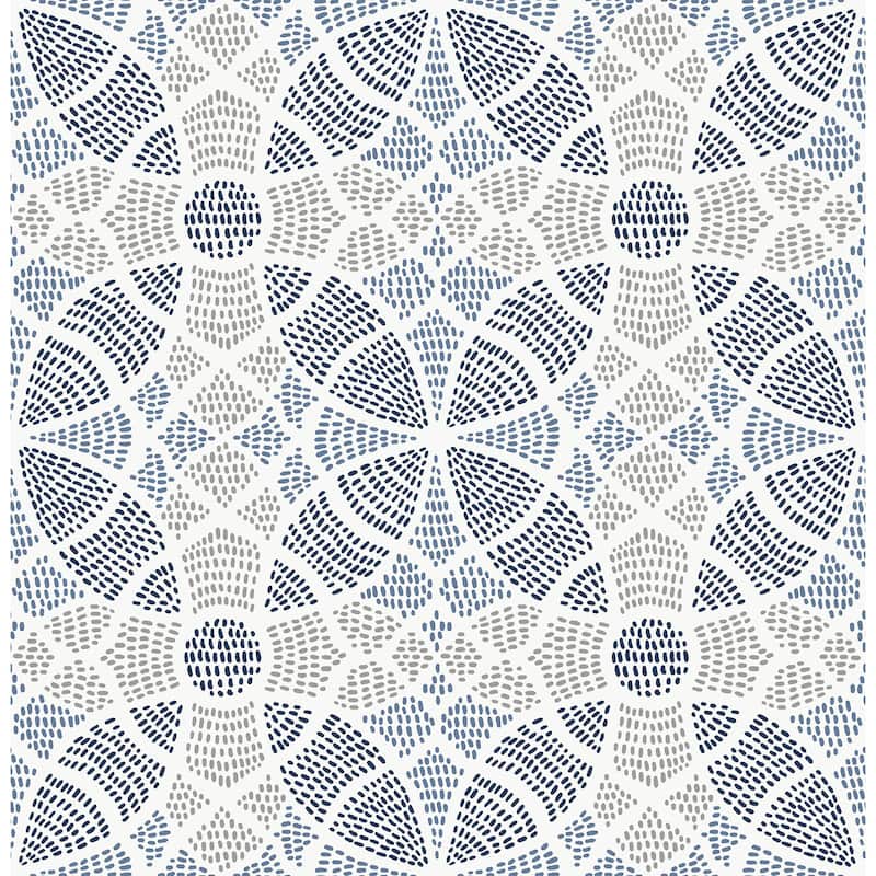 A-Street Prints Zazen Blue Geometric Wallpaper