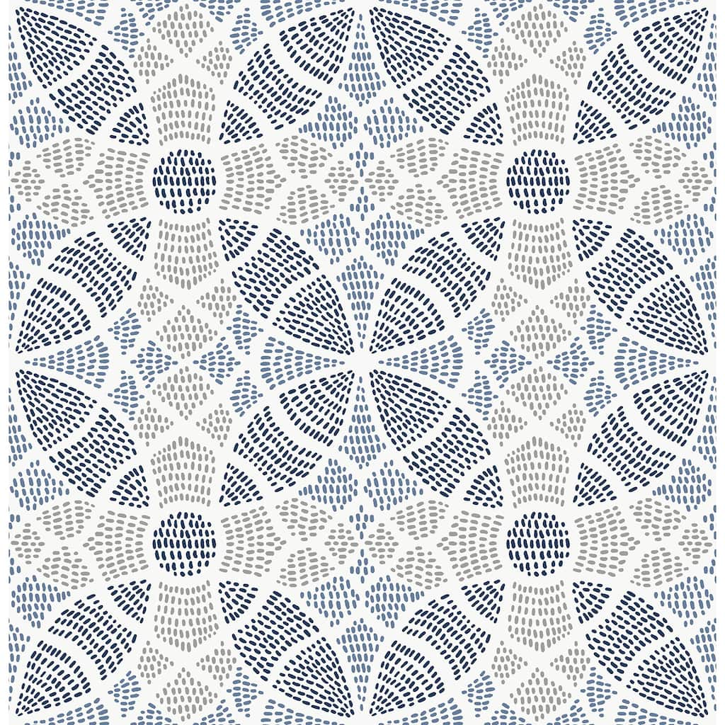 A-Street Prints Zazen Blue Geometric Wallpaper