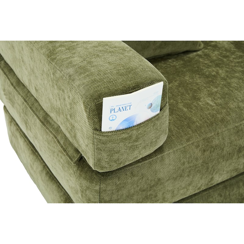 Queen Foldable Sofa Bed, 6-in-1 Convertible Sleeper Sofa with Mattress, Chaise Lounge Loveseat with Removable Cover