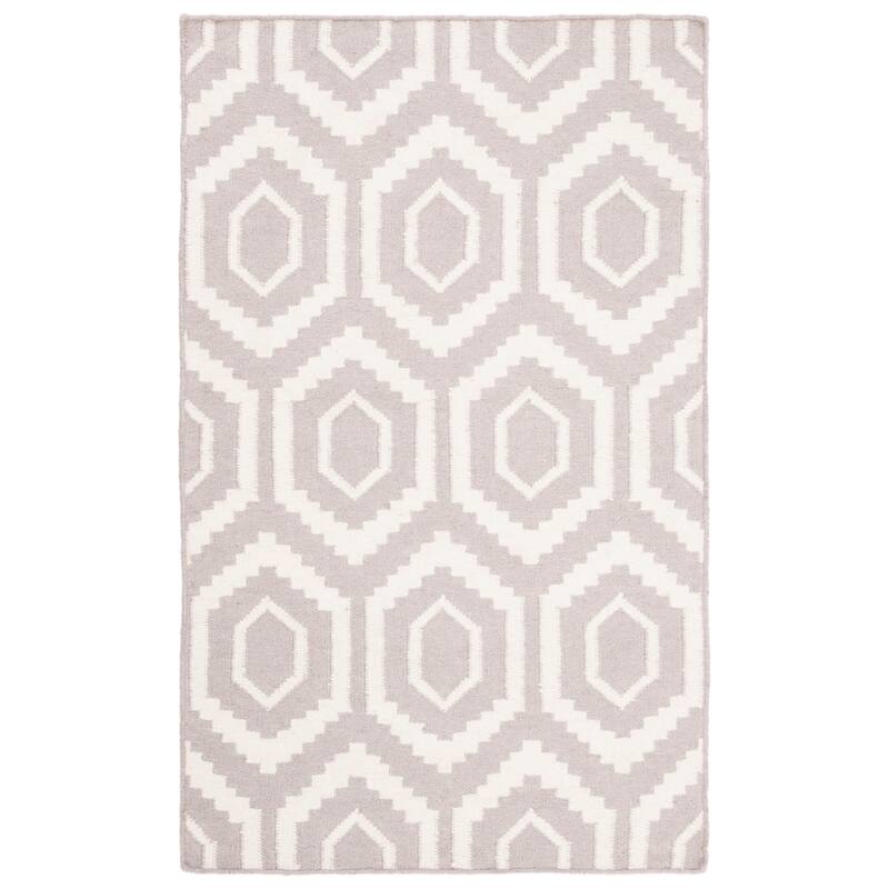 SAFAVIEH Handmade Flatweave Dhurries Roya Modern Moroccan Wool Rug - 2'6" x 4' - Grey/Ivory