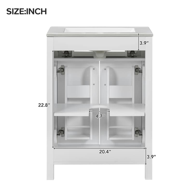 GDFStudio - Nova Wood & Ceramic Bathroom Vanity Cabinet with Single Sink