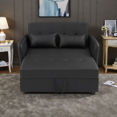 51.57" PU Convertible Sleeper Sofa with 3 USB Ports, 400lb Capacity, and Pull-Out Bed Mechanism