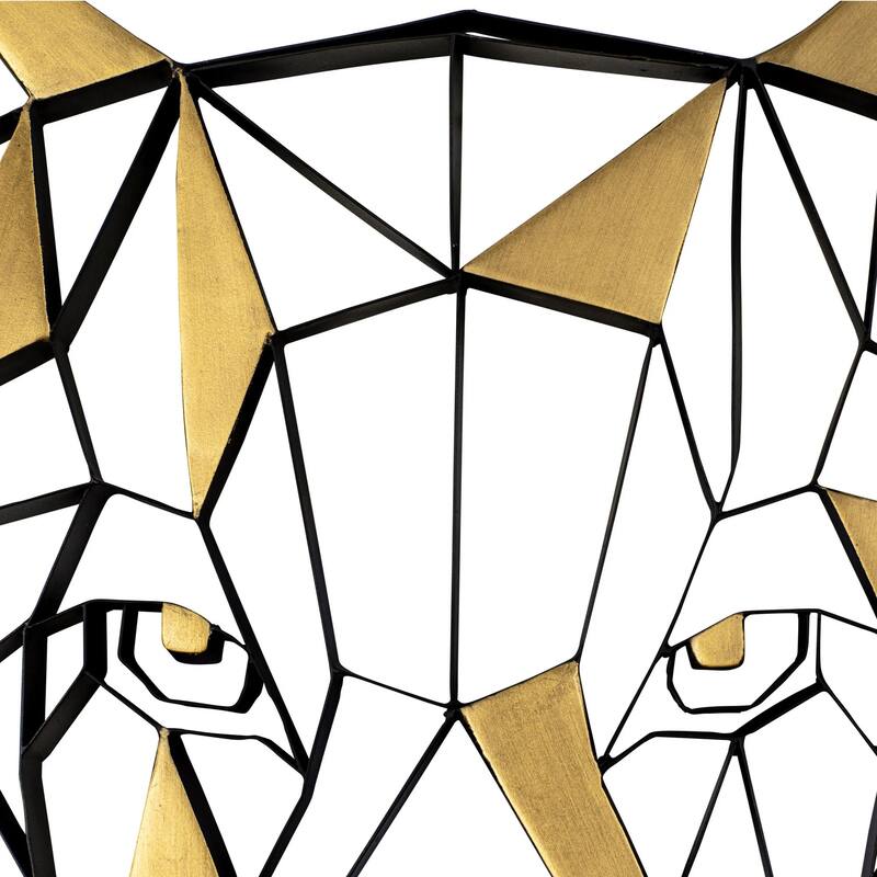 Geometric Animal Kingdom Lion Black and Gold Recycled Steel Wall Art