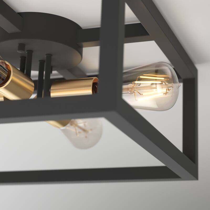 Artika Princeton Modern Mid-Century Semi-Flush Mount, Black and Gold