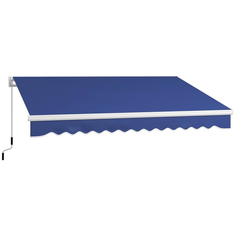 155.5" Wide Retractable Patio Awning with Extendable Aluminum Frame and UV Rain Fabric - 155.5" W x 96.5" D - Dark Blue