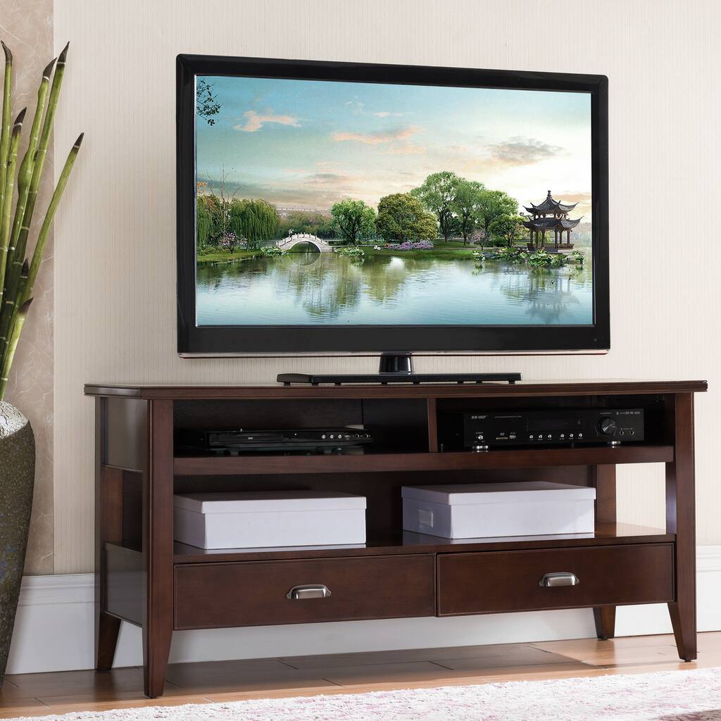 Leick Home 10510 Laurent TV Stand with Shelf and Two Drawer Storage