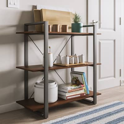 Homestyles Merge Brown Wood Three-Shelf Bookcase - 36' x 15' x 35'