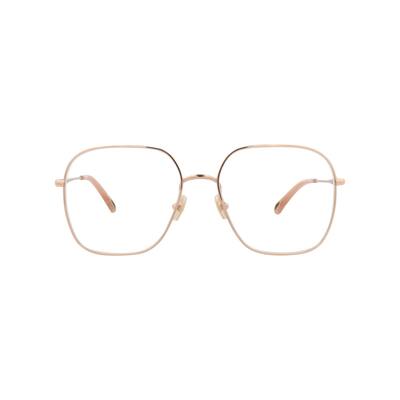 Chloé Square-Frame Metal Optical Frames, Transparent Lens, Shiny Red Gold Frame