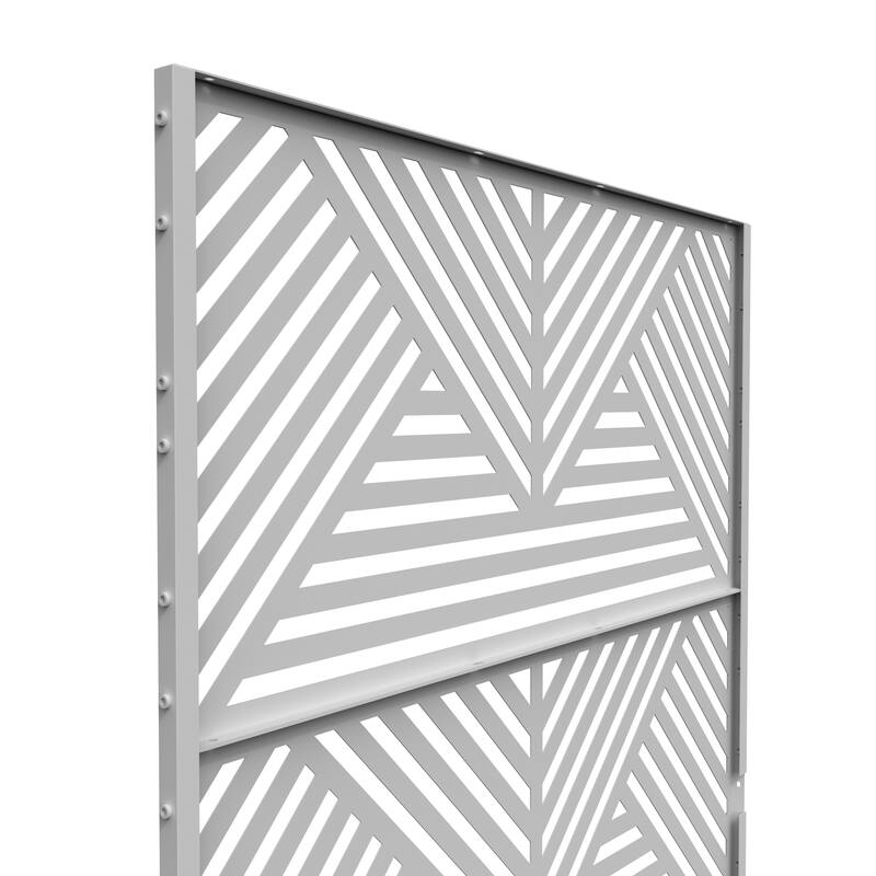 Outdoor 75'' x 47'' Metal Privacy Screen Fence Panel Line Pattern