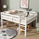 preview thumbnail 1 of 10, Full Size Loft Bed with Wide Ladder and Guard Rails, Rubber Wood Frame with Open Underbed Storage White