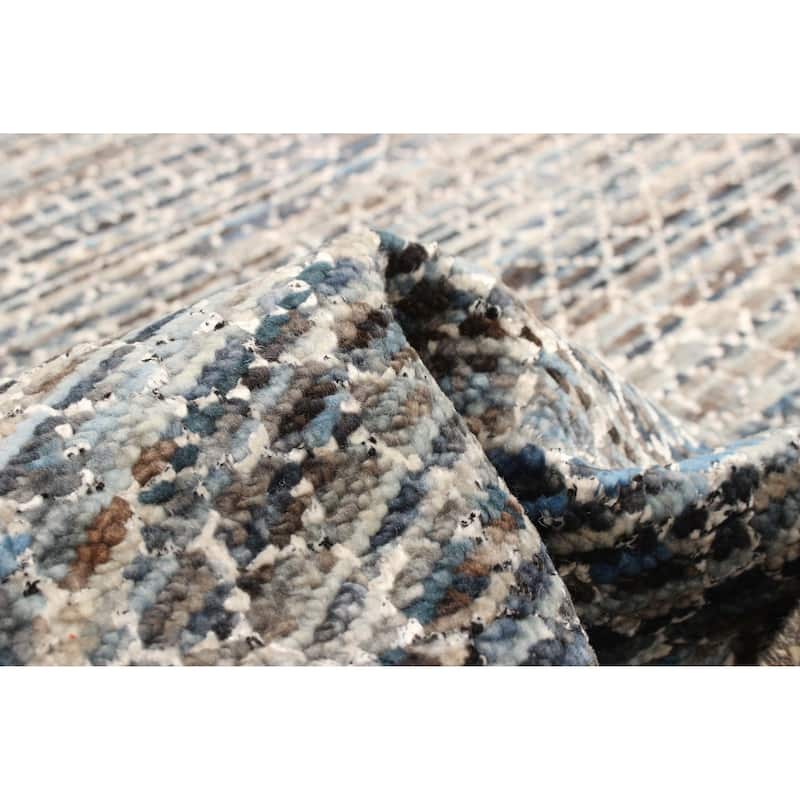 ECARPETGALLERY Hand-knotted Silk Shadow Multi Color Viscose, Wool Rug - 4'0 x 5'11