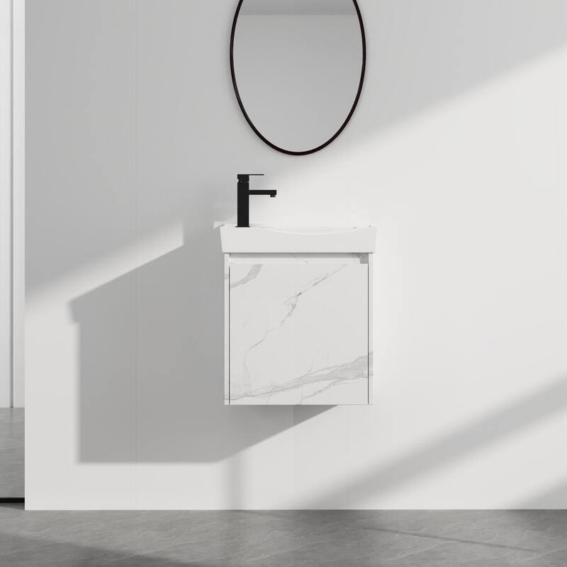 ARTCHIRLY 16/20/24/30/36 Inch Bathroom Vanity With Sink, Floating Bathroom Vanity With Soft Close Door - 19.7''W - White-Ceramic Sink