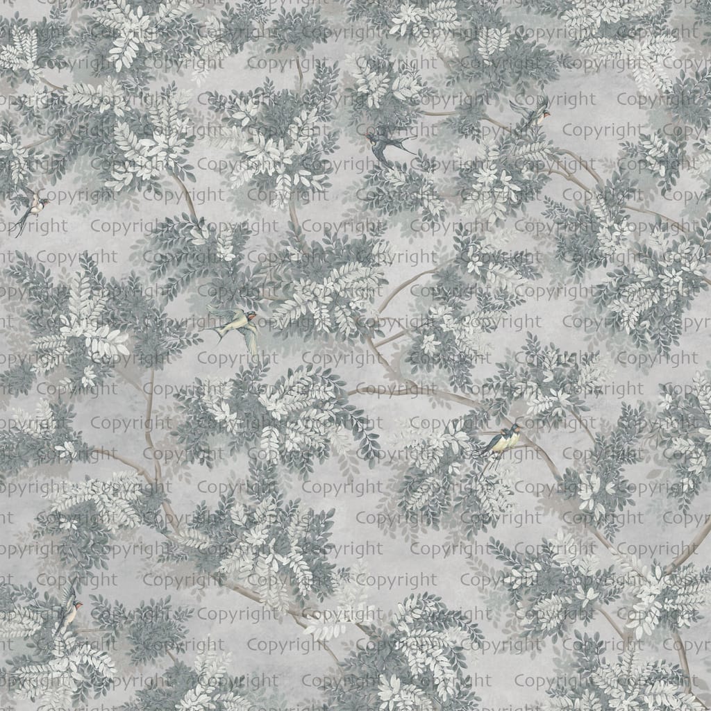 Verdant Canopy with Songbirds Botanical Wallpaper Mural