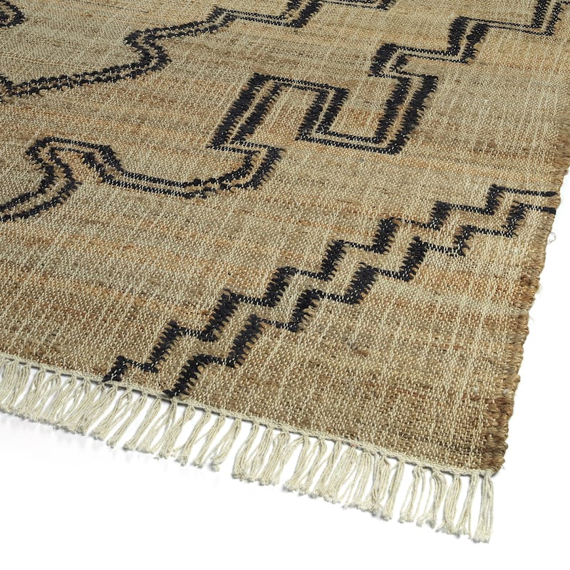Natural Jute Black Hand-Made Indoor Area Rug