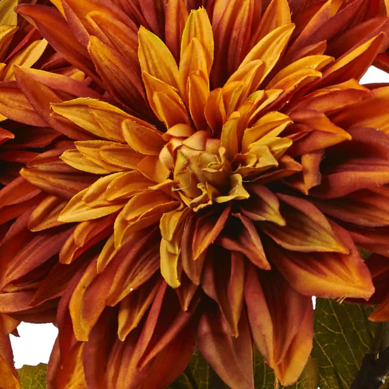 Silk Dahlia Flower Arrangement with Vase - 17" Fall Home Decor Centerpiece - Faux Blooms for Tabletop Display - 17