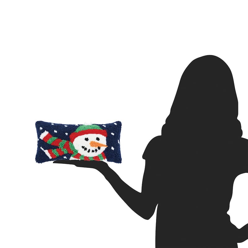 Winter Snowman Hooked Throw Pillow