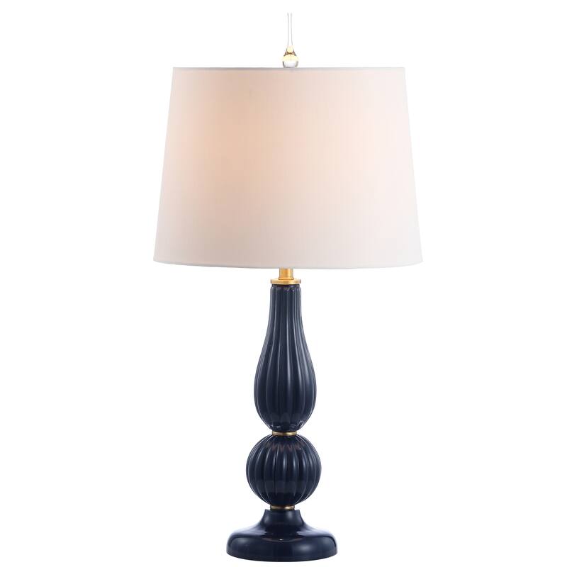 Carter 28" Glass/Metal LED Table Lamp, White Pearl by JONATHAN Y
