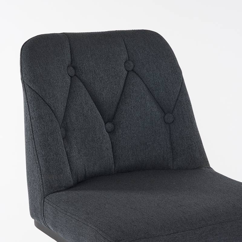 Bar Stool Set of 2, Upholstered Bar Stool with Button-Tufted Backrest, Counter Height Armless Chair with Sturdy Metal Frame