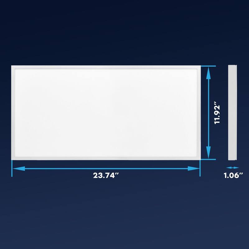 LUXRITE 1x2 Slim Surface Mount Panel Light 5CCT Dimmable 2000/2650/3300 Lumens 18/24/30W Edge Lit 4 Pack