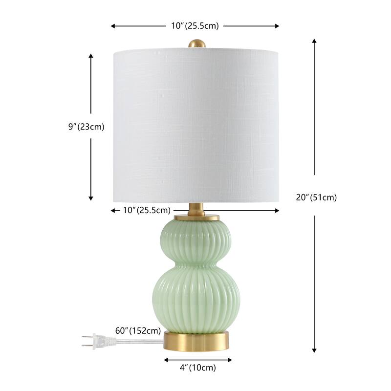 Lorena 20" Ribbed Metal/Glass LED Table Lamp, by JONATHAN Y