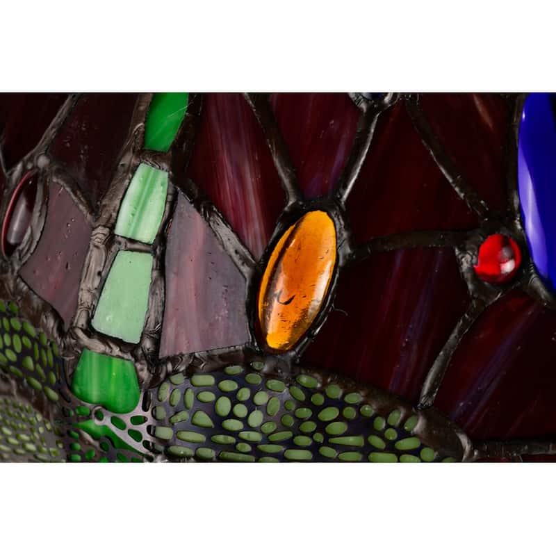 Tiffany-style Purple/Red Dragonfly Lamp
