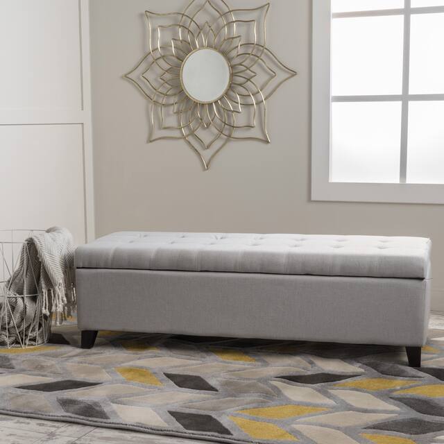Mission Tufted Fabric Storage Ottoman Bench by Christopher Knight Home - 50.50"L x 18.75"W x 16.00"H