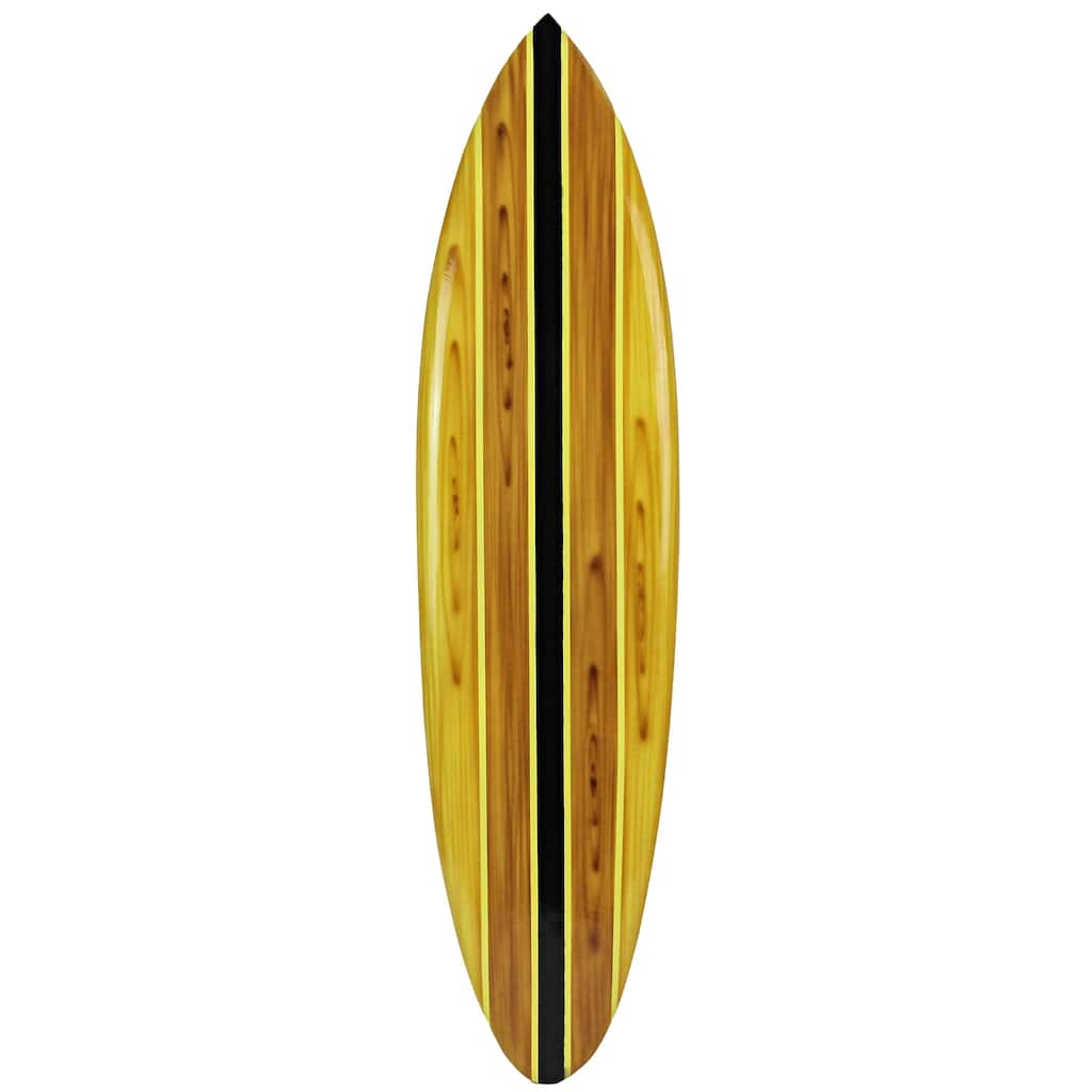 Striped Wooden Surfboard Wall Decor 39" Beach Surf Board Hang Art -