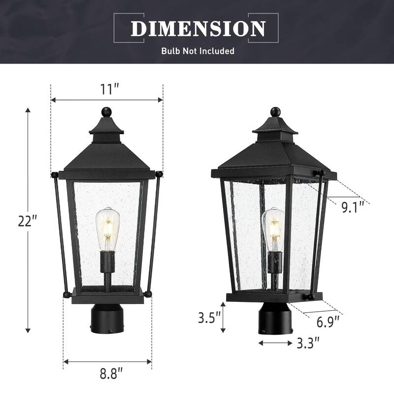 22 Inch Pole Light, Outdoor Post Light