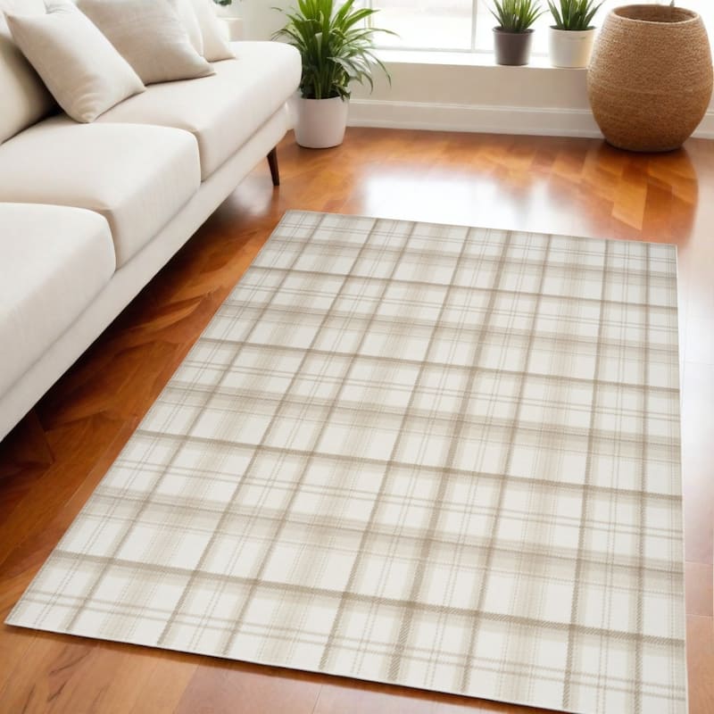 Lunel Power Loomed Traditional Modern Durable Area Rug By HomeRoots - 87' X '63' X '0.5 - 87' X '63' X '0.5 - Cream/Onyx - Rectangle