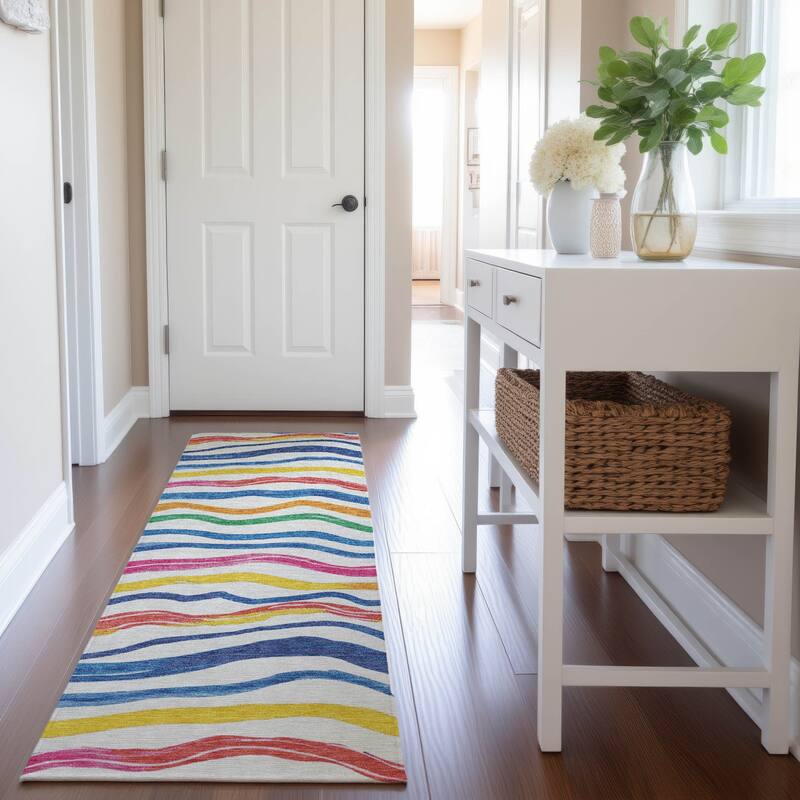 Premium Washable Super Soft Casual Stripes Mayfield Rug - Ivory - 2'3" x 7'6"