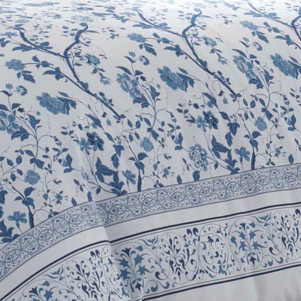 Laura Ashley Charlotte Blue/White Floral 100% Cotton Reversible Comforter  Set & Reviews
