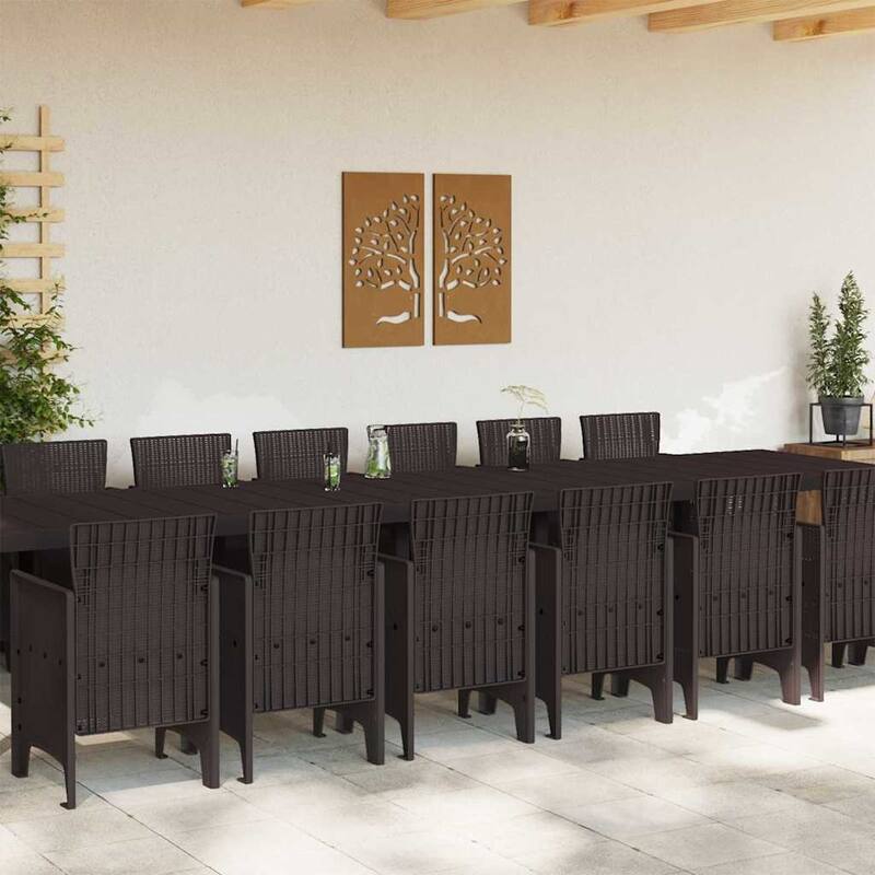 vidaXL Garden Dining Set 17 pcs Poly rattan - 157 x 39 x 29
