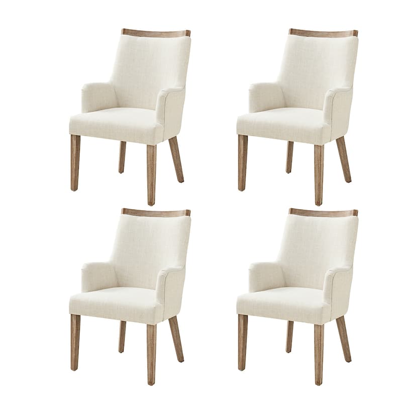 Albert Farmhouse Upholstered Solid Wood Dining Chair Set of 4 by HULALA HOME
