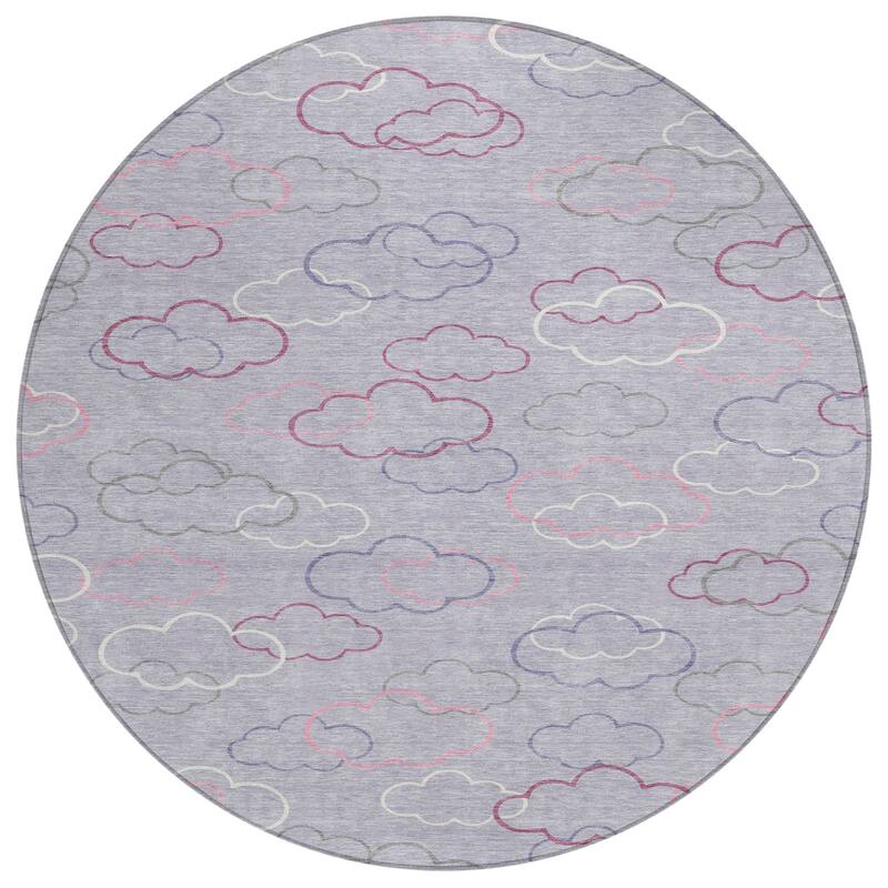 Machine Washable Indoor/ Outdoor Modern Clouds Chantille Rug