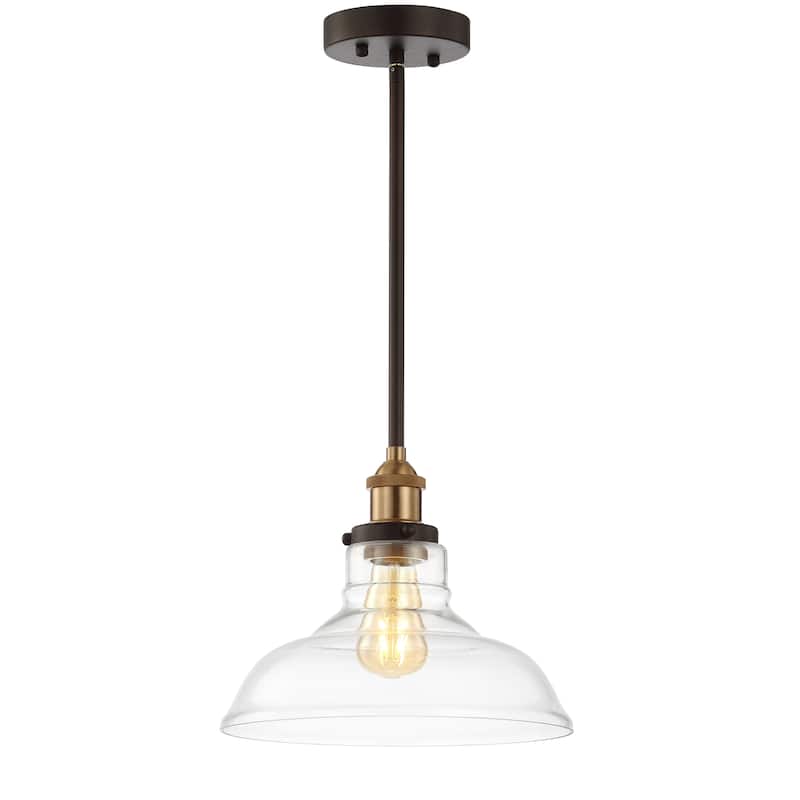 SAFAVIEH Lighting Saul Adjustable 1-light LED Dark Grey Pendant - 11" W x 11" D x 16.5-46.5" H