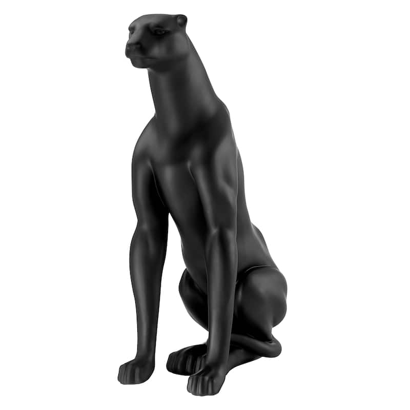 Sitting Panther Resin Sculpture - N/A