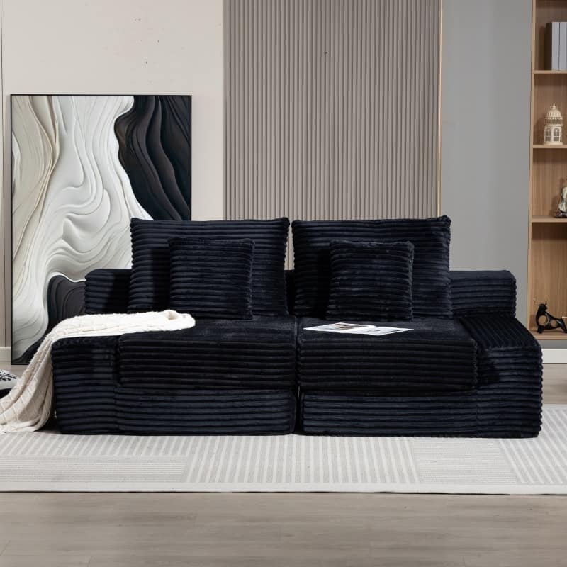 Double Chaise Lounge Sofa, Cloud Plush Sofa Bed, Upholstered Boneless Cloud Sofa Deep Seat, Sleeper Loveseat Chair