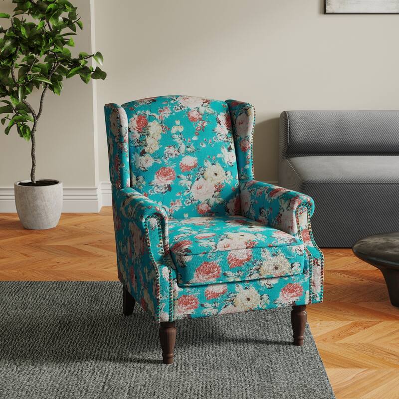 Patterned Upholstered Accent Chair for Living Room