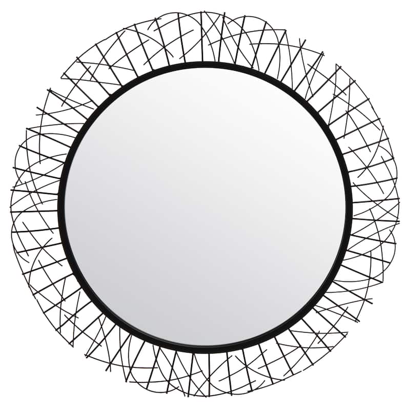 SAFAVIEH Kiersten 29-inch Round Decorative Accent Mirror - 28.8" W x 1.3" D x 28.8" H - Black - 29Wx1Dx29H