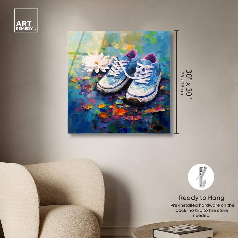 Lily Pad Sneakers Acrylic by Art Remedy, Ready to Hang