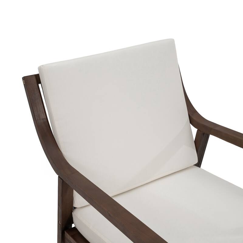 Round Patio Dining Table Set for 6 with Umbrella Hole Durable Acacia Wood Outdoor Furniture