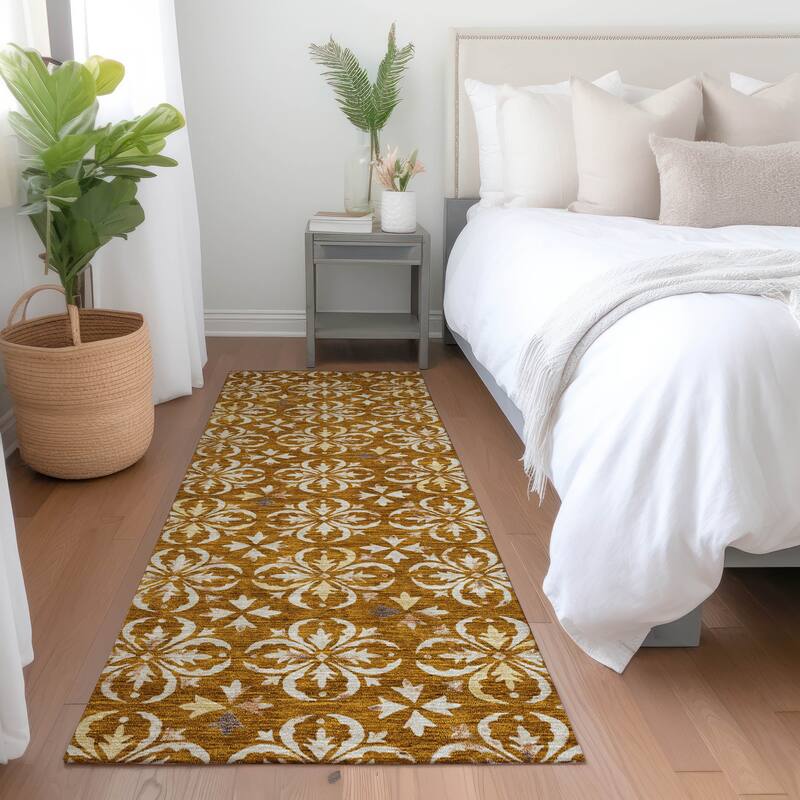 Premium Washable Super Soft Transitional Medallions Mayfield Rug - Paprika - 2'3" x 7'6"