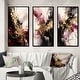 preview thumbnail 1 of 6, Designart "Gold And Red Fluid Fusion I" Abstract Framed Wall Art Set Of 3 Frame Canvas Set For Living Room Decor 38 in. wide x 20 in. high - 3 Panels - Black