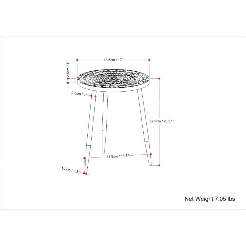 WYNDENHALL Bloomfield Boho 17 inch Wide Metal Side Table in Grey - 17" d x 17" w x 20" h